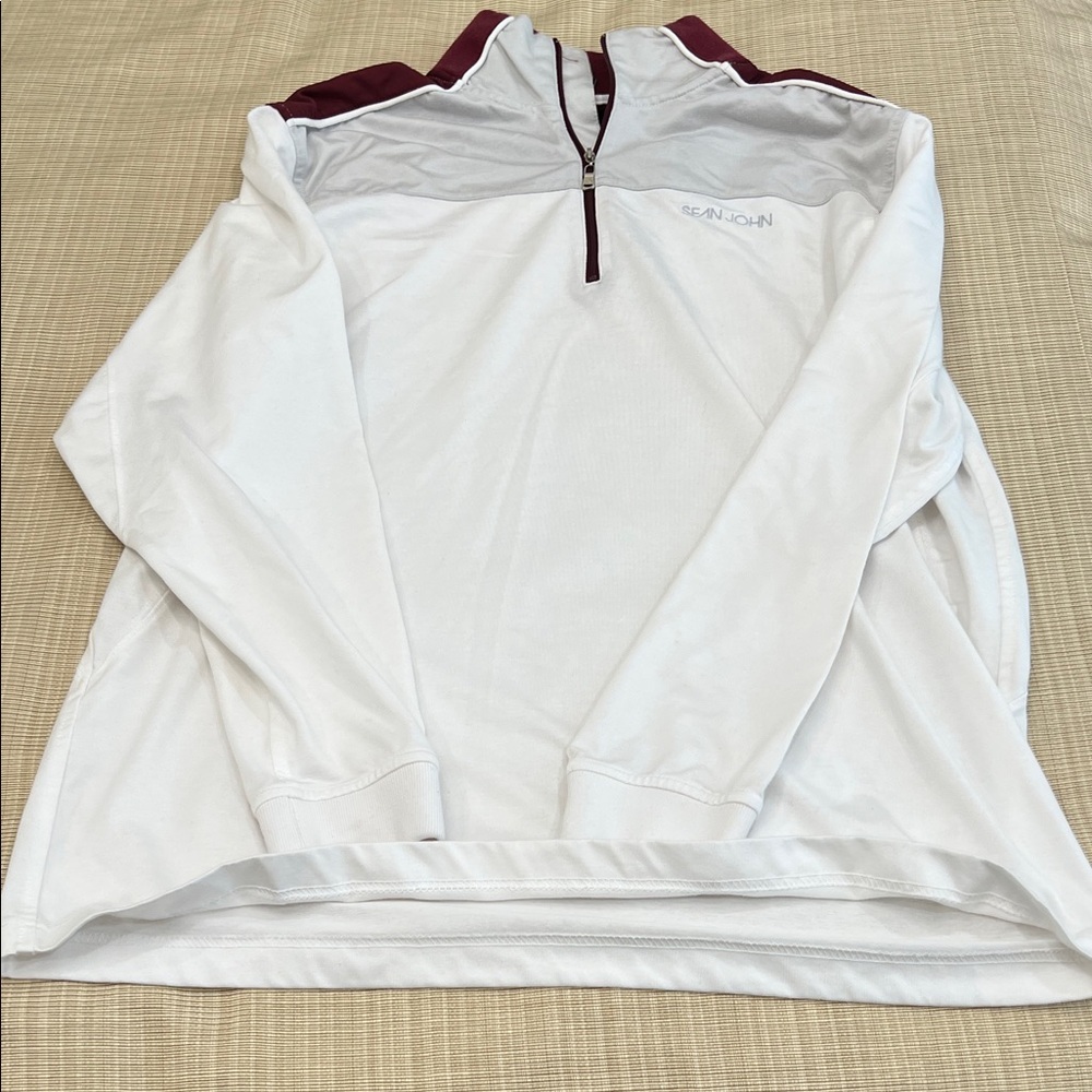 Sean John White and Maroon Lightweight Jacket